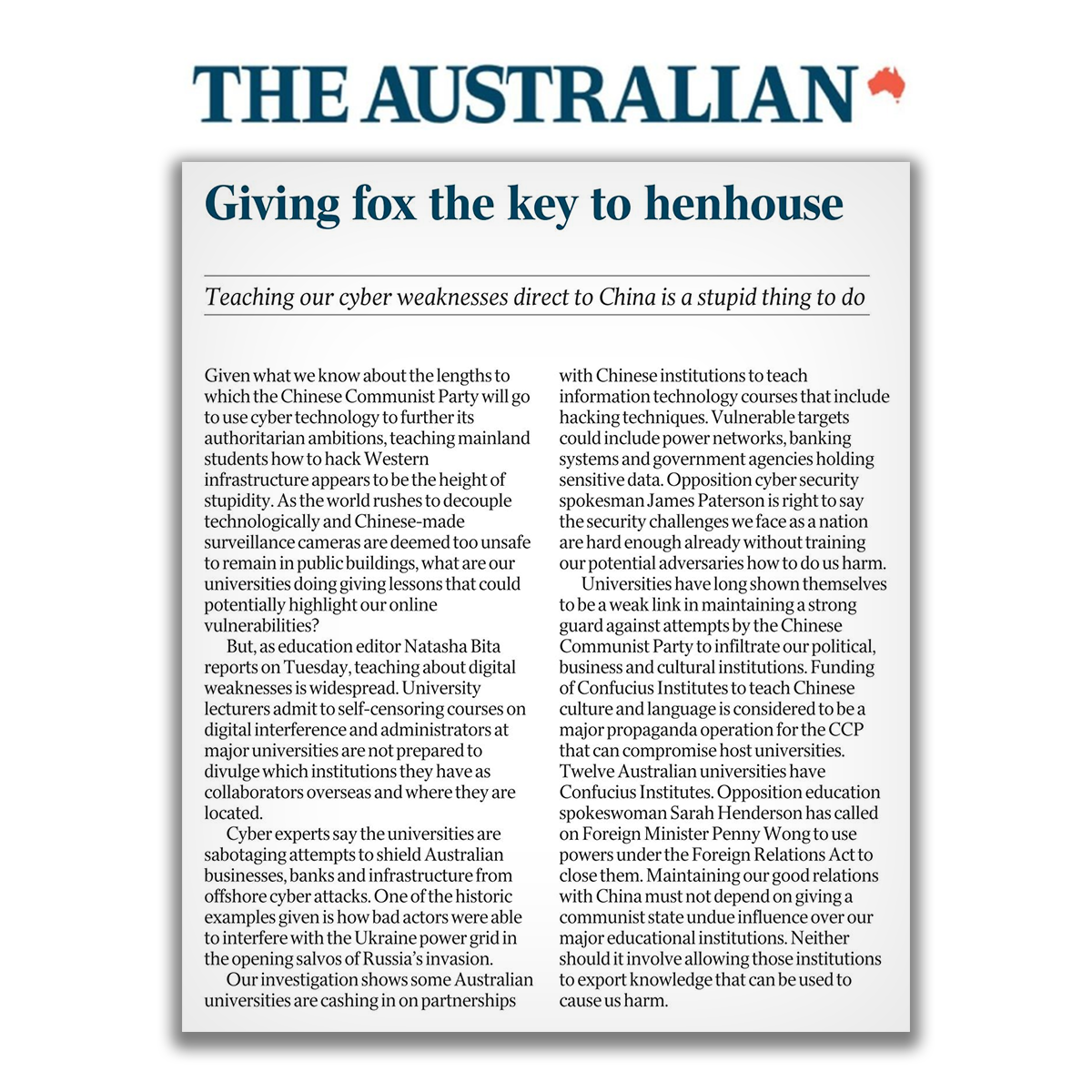Giving fox the key to henhouse